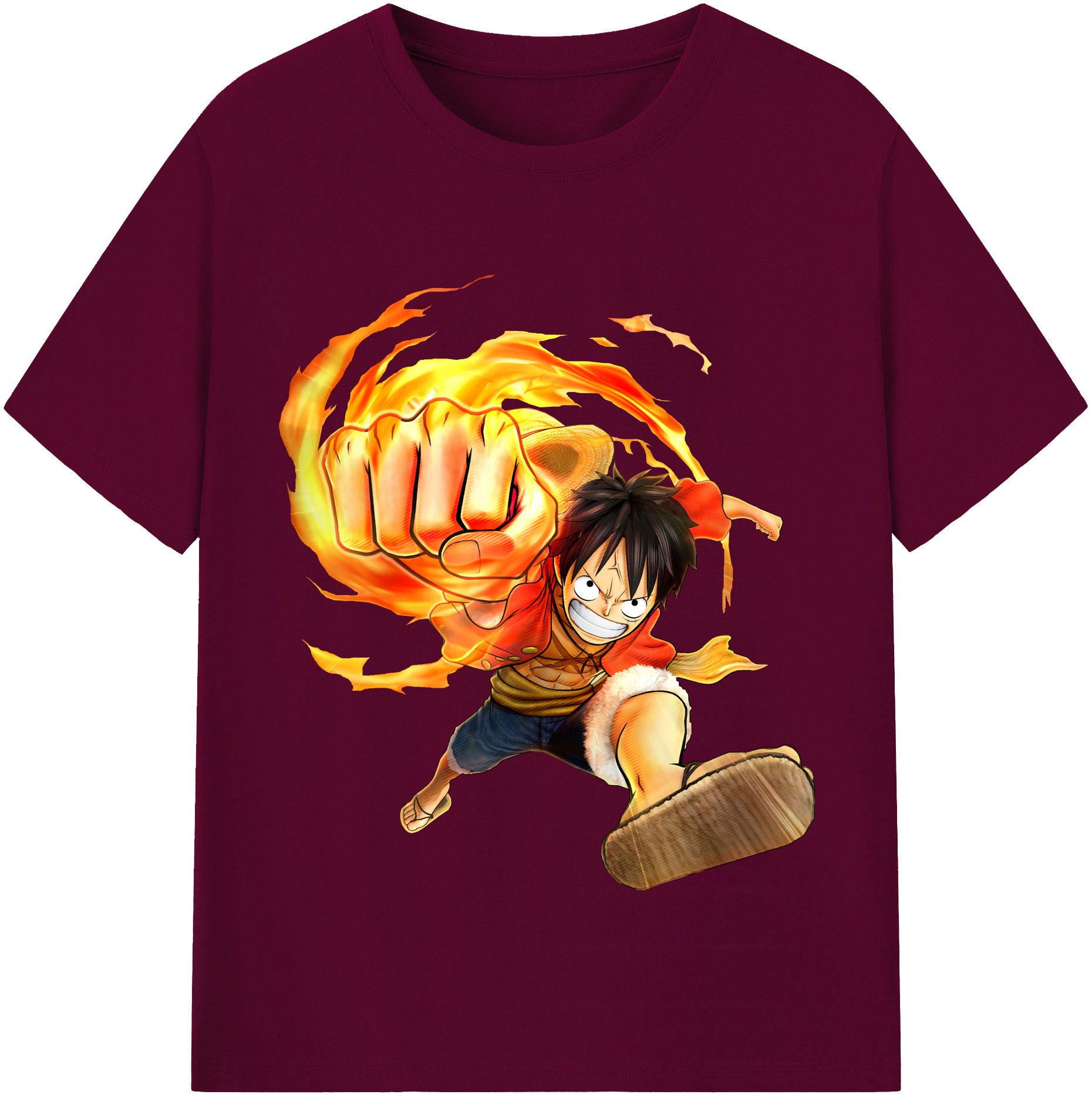 ワンピース モンキー・D・ルフィ ONE PIECE Monkey D. Luffy レディースカジュアルプリントTシャツ（綿100％）